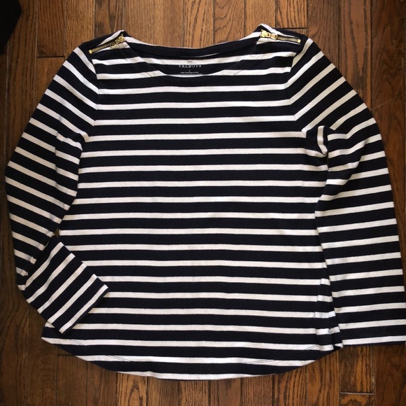 Talbots Tops - Talbots navy and white striped cotton top